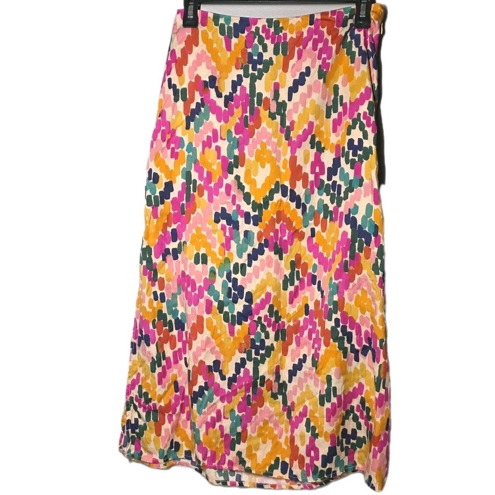 Marine Layer Ryan Slip Midi Skirt Size 6 Vibrant Watercolor